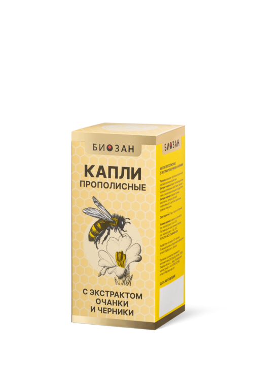 Капли прополисные с экстрактом очанки и черники